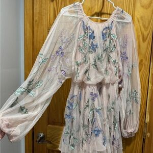 ASOS Pink Floral Embroidered Mini Dress